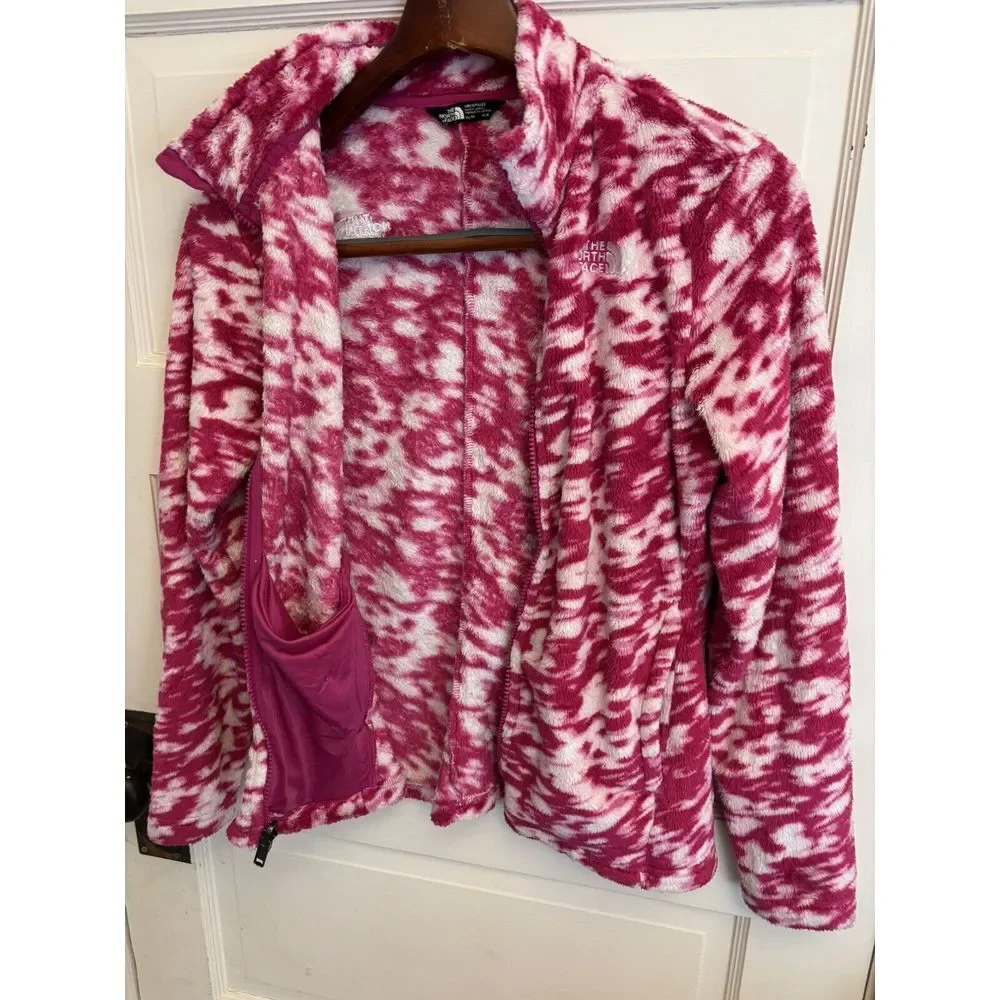 The‎ North Face Girls Osolita Full-Zip Jacket Pink White Fleece XL 14/16